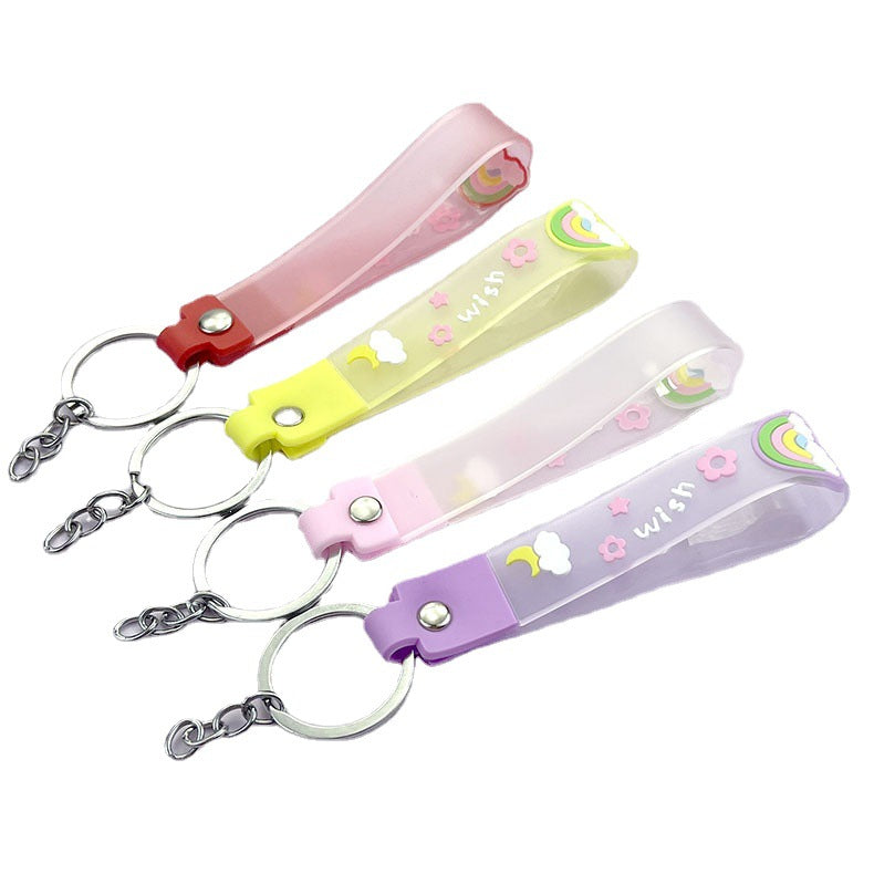 Wholesale PVC Rainbow Jelly Leather Rope Keychain